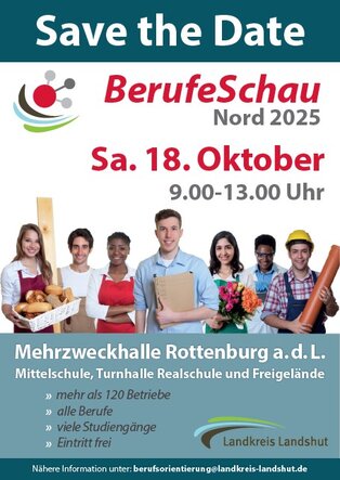  Plakat der BerufeSchau Nord 2025 am 18. Oktober 9 bis 13 Uhr Mehrzweckhalle Rottenburg a.d.L.